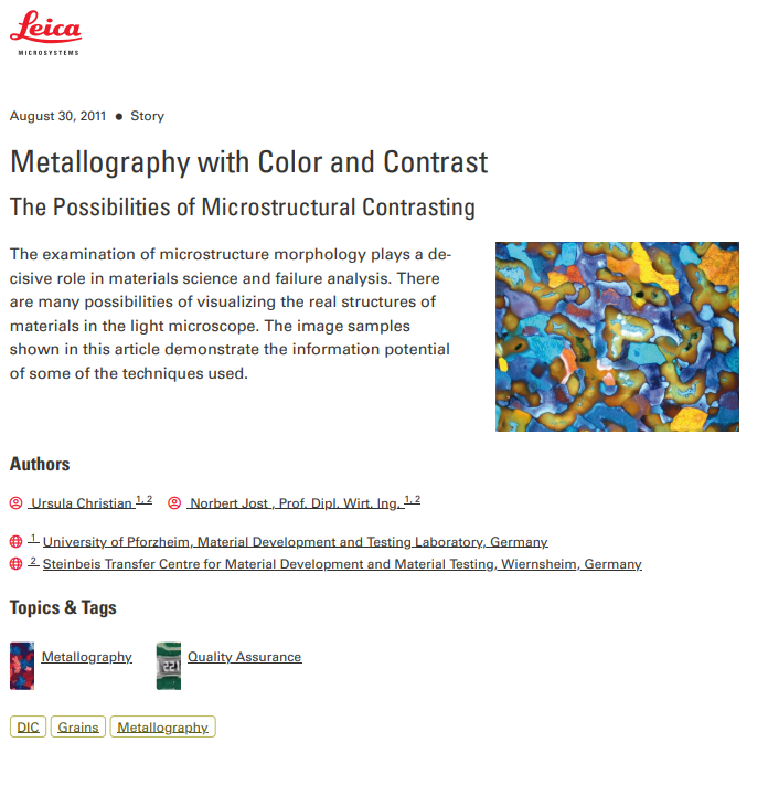 Metallography with Color and Contrast