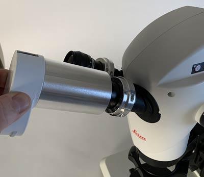 Optic-Clean UV Microscope Eyepiece Sanitizer Attached